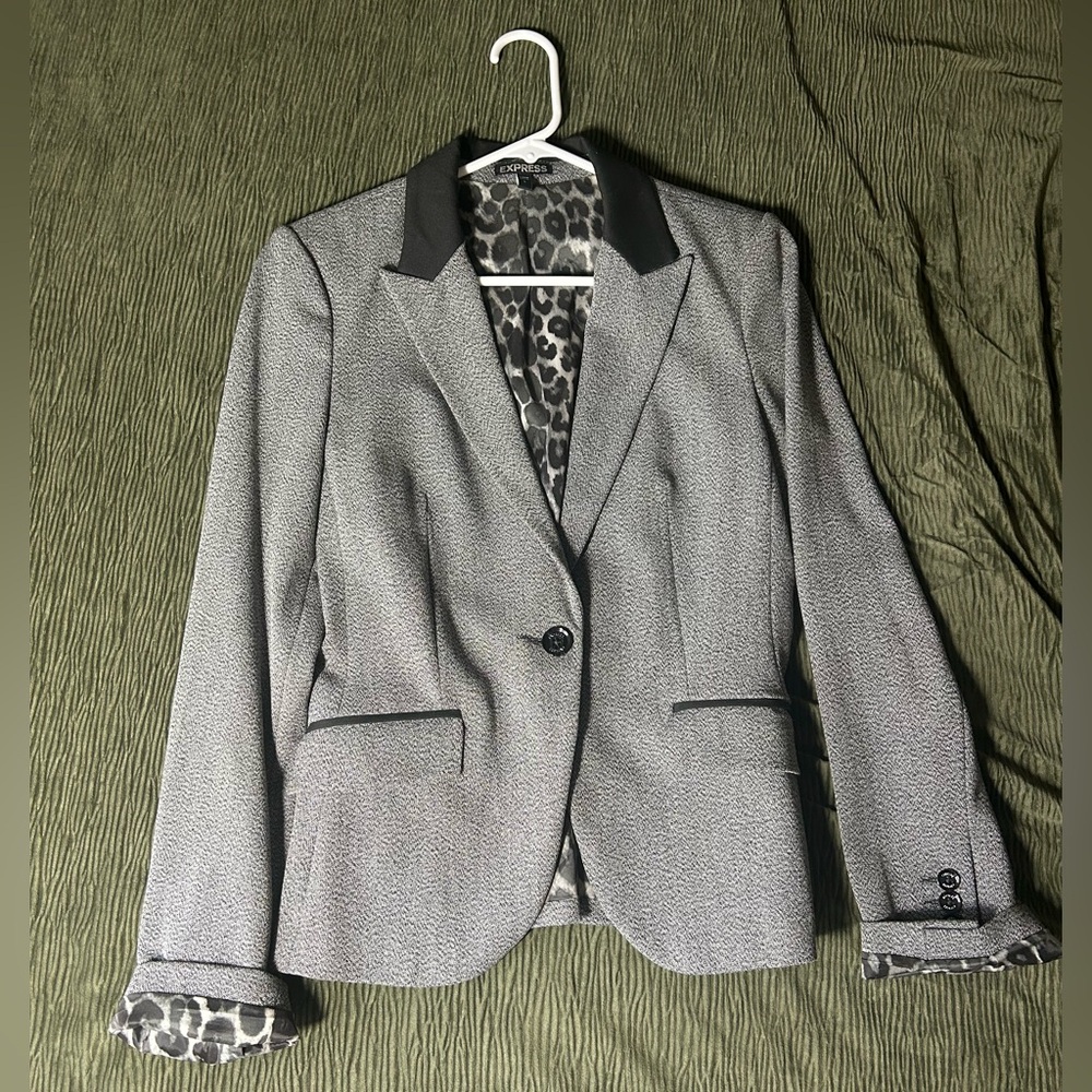 Express Gray Blazer with Black Trim